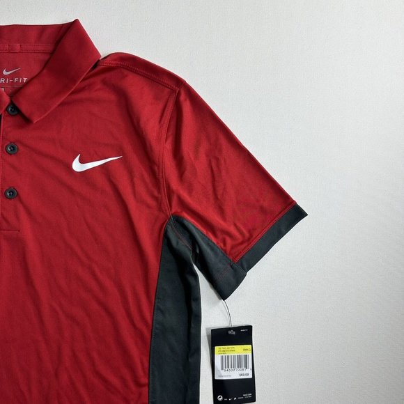 Nike Dri-Fit Chest Swoosh‎ Gym Red Golf Polo T-Shirt Size Adult Small Active - Picture 3 of 9